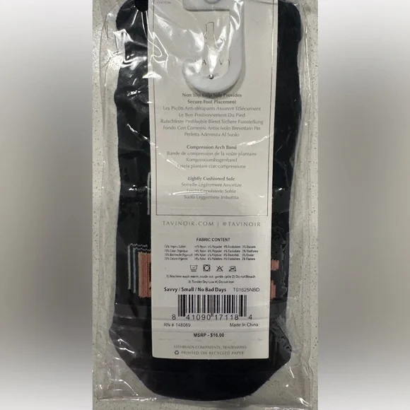 NWT Tavi Noir Grip socks Pilates Barre Savvy No Bad Days New Size S/M - Picture 2 of 5
